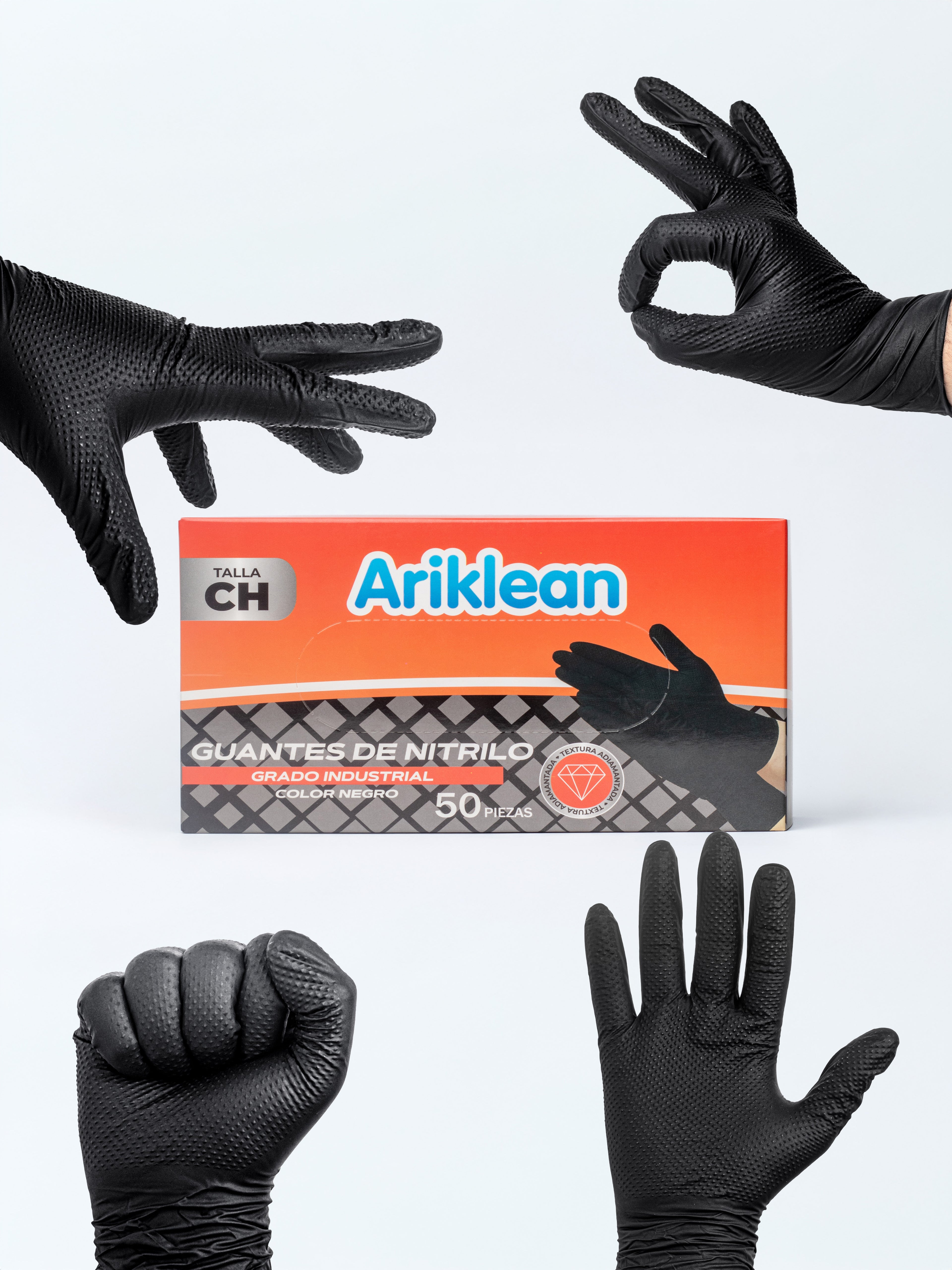 Guantes de Nitrilo Adiamantados Negros