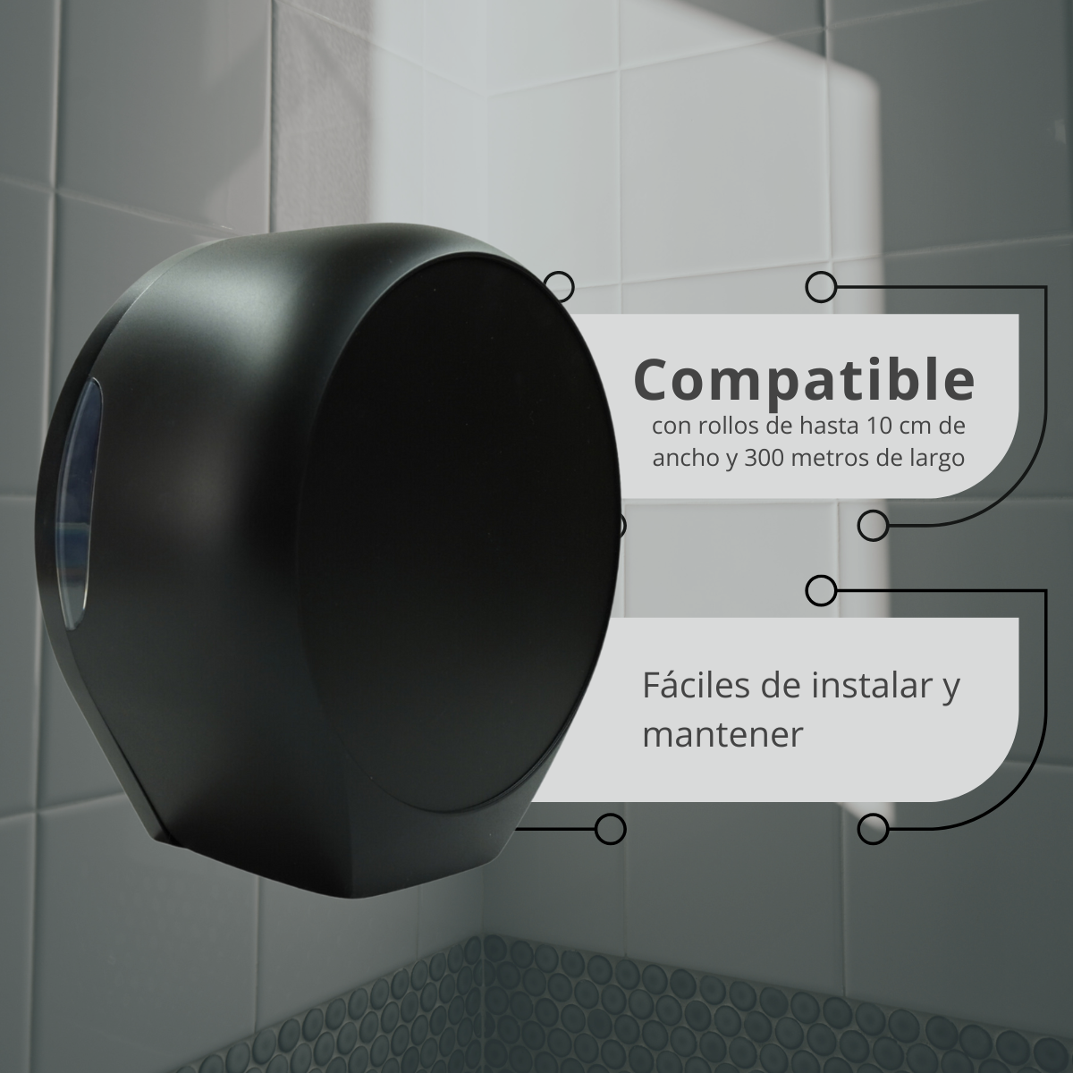 Despachador Junior de Papel Higiénico Negro